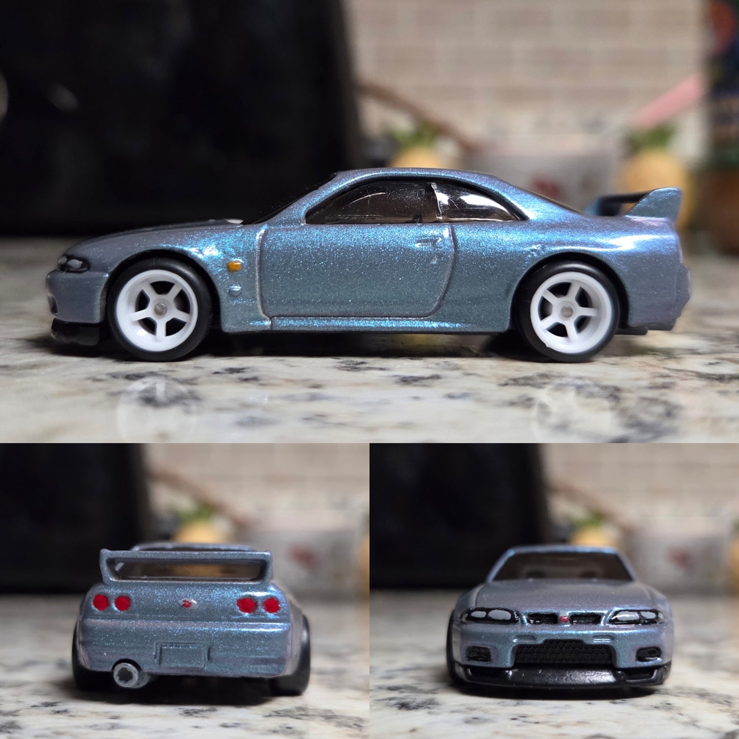 Custom Nissan Skyline R33 - Galaxy Blue Colorshift With White Wheels - Signed Display Case