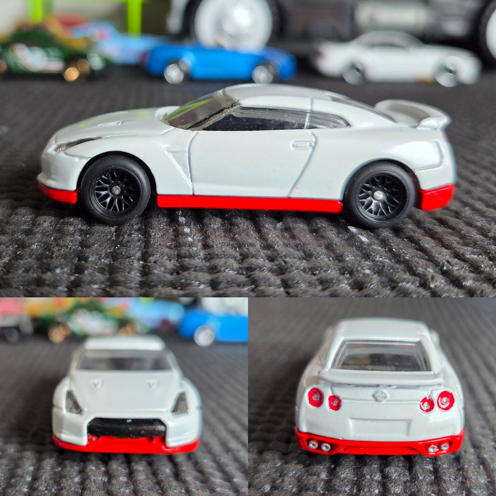 Restored Nissan GTR - White with Red Accents and Black Wheels - Signed Acrylic Display Case