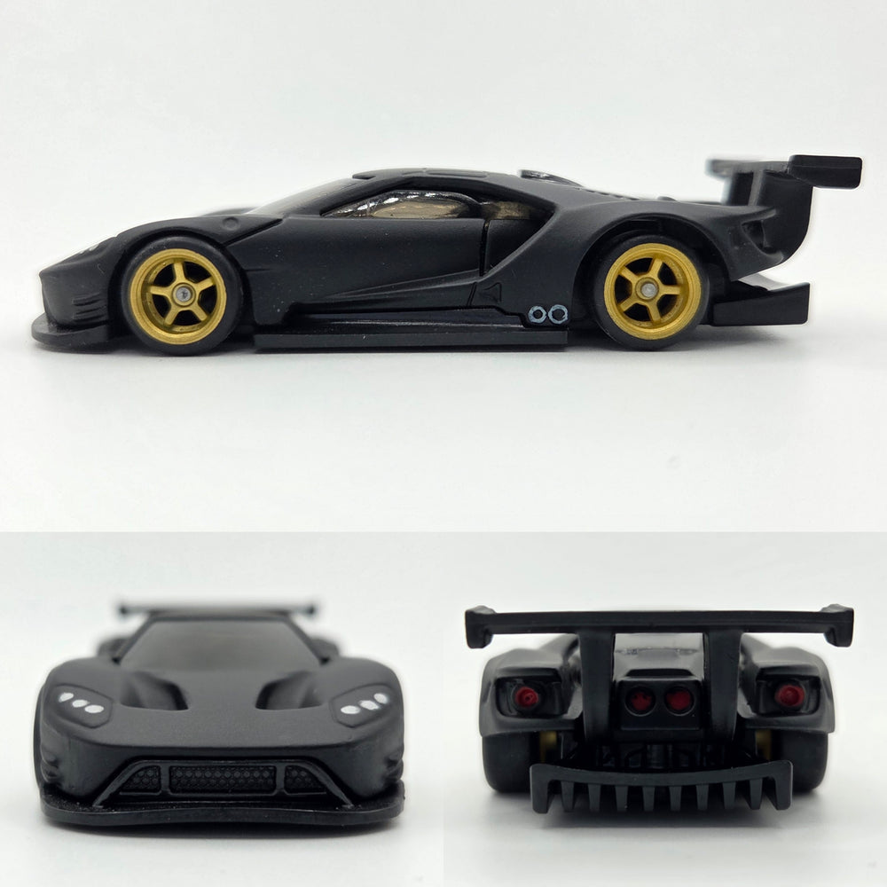 Custom 2016 Ford GT Race - Flat Black with Gold Wheels - Signed Display Case