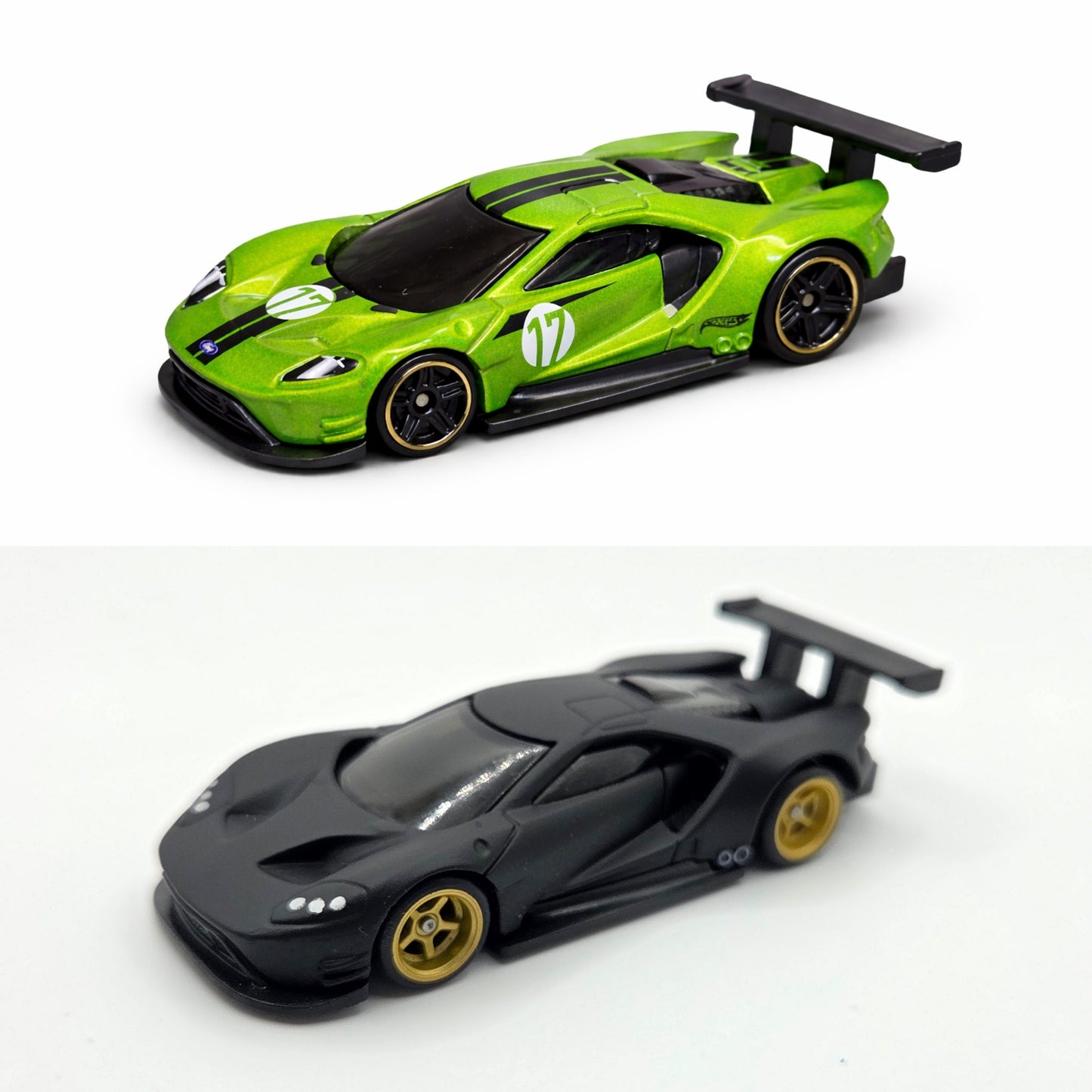 Custom 2016 Ford GT Race - Flat Black with Gold Wheels - Signed Display Case